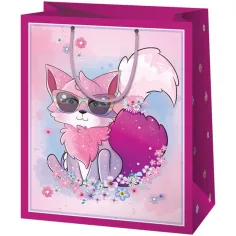 Cardex: Bolsa de regalo mediana con zorros rosas 17x10x23cm