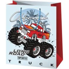 Cardex: Bolsa de regalo mediana de Monster Truck roja-blanca 17,8x10x23cm