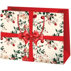Cardex: Gran bolsa de regalo con estampado de lazo rojo 26x13x33cm
