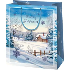 Cardex: Gran bolsa de regalo navideña de paisaje nevado 26x13x33cm