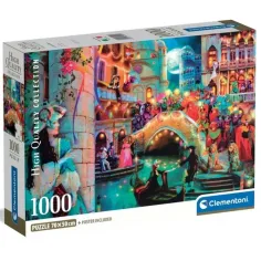 Carnaval en las calles de la ciudad puzzle de 1000 piezas con póster - Clementoni