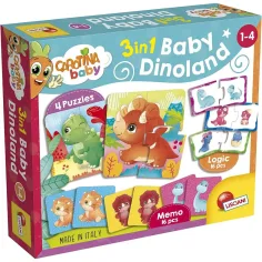 Carotina baby: Dinoland 3 en 1 memo, puzzle y juego de emparejamiento - Lisciani