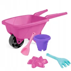 Carretilla de arena pequeña en color rosa con accesorios - Wader