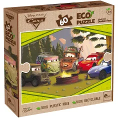 Cars 2 en 1 Eco puzzle de 60 piezas y colorear 70x50cm - Lisciani