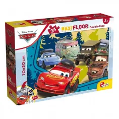 Cars 2 en 1 maxi puzzle y libro para colorear de 24 piezas 70x50cm - Lisciani