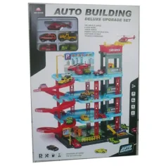Casa de estacionamiento de cuatro niveles con set de juguetes de 4 coches