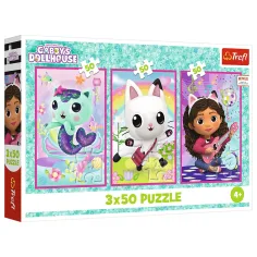 Casa de Gabi con Gabi y los gatitos 3x50 piezas puzzle - Trefl