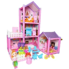 Casa de muñecas de dos pisos rosa