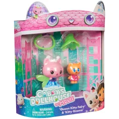 Casa de muñecas de Gabi Mozi: Paquete de figuras de jardín de cristal de 2 piezas – Queen Kitty Fairy y Kitty Gnome – Spin Master