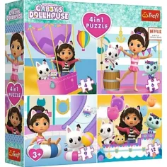 Casa de muñecas Gabi 4 en 1 rompecabezas de 12-9-6-4 piezas - Trefl