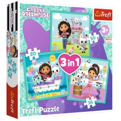 Casa de muñecas Gabi: Puzzle 3 en 1 de actividades - Trefl