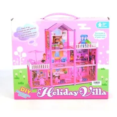 Casa de muñecas rosa construye tu propia villa de vacaciones