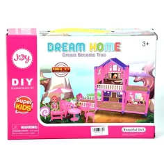 Casa de muñecas rosa Dream Home construible con accesorios