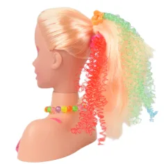 imagen de Chica de moda: Cabeza de muñeca peinable y maquillable con paleta de maquillaje y accesorios de 21 cm 3