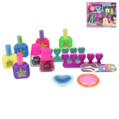 Chica de moda: Set de maquillaje con tiza para el cabello, cosméticos y esponjas separadoras de dedos