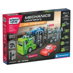 Ciencia y Juego: Taller Mecánico - Kit de Construcción de Transporte de Autos de Dos Niveles - Clementoni