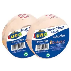 Cinta adhesiva transparente de 12mm de ancho 33 metros 1ud