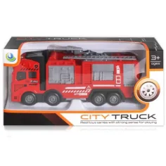 City Truck: Modelo de camión de bomberos de cuatro ejes de metal - con luz y sonido