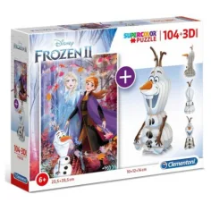 Clementoni: Disney Frozen 2 en 1 104 piezas puzzle y modelo de Olaf