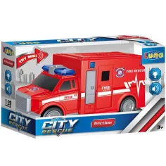 Coche de bomberos City Rescue con tracción a rueda libre y luces y sonidos