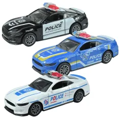 Coches de Policía: Coche de policía de metal con ruedas de fricción en varias versiones 11cm 1ud