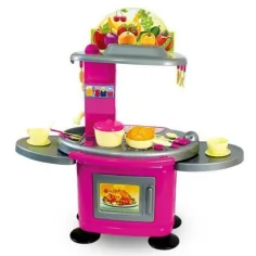 Cocina de juguete rosa con encimera y accesorios de 78cm