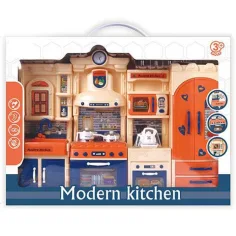 Cocina Moderna azul-naranja set de cocina con luz y sonido