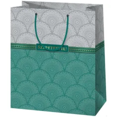 ¡Con cariño! elegante bolsa de regalo grande con inserciones doradas 26x13x33cm