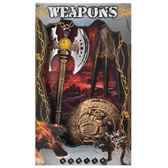 Conjunto de 3 piezas de hacha medieval con escudo y protector de mano con garras