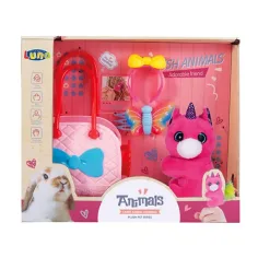 Conjunto de animales con bolsa y otros accesorios varios