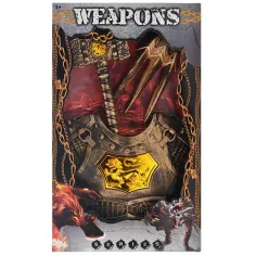 Conjunto de armadura medieval con martillo y guantelete de garras de 3 piezas