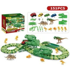 Conjunto de autopista de parque de aventuras de dinosaurios de 151 piezas