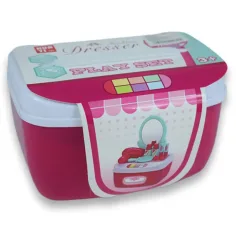 imagen de Conjunto de belleza con mesa de tocador con espejo y maquillaje en caja de almacenamiento 9