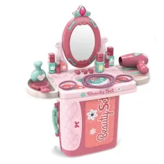 Conjunto de belleza portátil 3 en 1 en maletín rosa