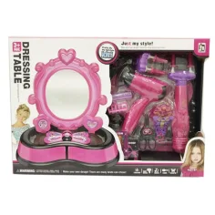 Conjunto de belleza rosa con accesorios, luz y sonido