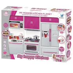 Conjunto de cocina rosa con luz y sonido