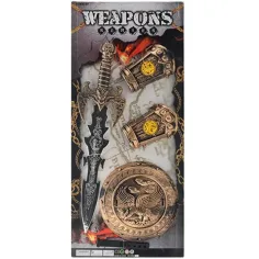 Conjunto de espada medieval con escudo y protectores de manos de 4 piezas