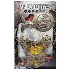 Conjunto de juego de armadura con espada y escudo