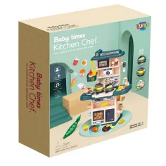 Conjunto de juego de cocina verde con luz y sonido de 43 piezas