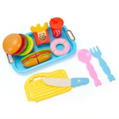Conjunto de juego de menú de comida rápida con bandeja de 10 piezas