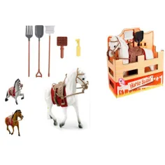 Conjunto de juguetes de caballos con silla y herramientas de 16 cm en varias versiones