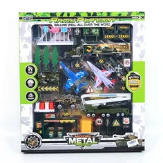 Conjunto de juguetes militares con aviones, gasolinera y accesorios
