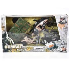 Conjunto de juguetes militares con tanque, moto y accesorios