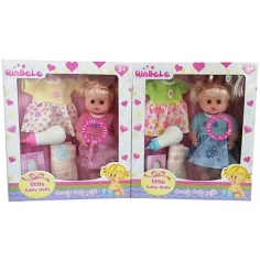 Conjunto de muñeca Quinbele con pañales, ropa y accesorios en dos versiones