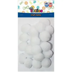 Conjunto de pompones blancos 15mm 60ud