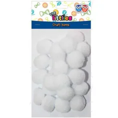 Conjunto de pompones blancos 25mm 25ud