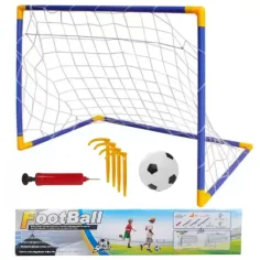 Conjunto de portería de fútbol con balón y bomba