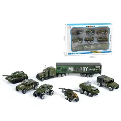 Conjunto de vehículos militares con camión de 7 piezas