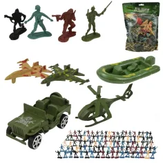 Conjunto Militar: Gran conjunto de juguetes militares con vehículos y figuras de soldados