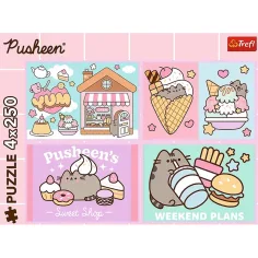 imagen de Conoce a Pusheen el gato 4x250 piezas puzzle - Trefl 2